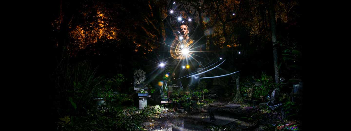 Garden Shot of Bryan Lahr using Light Painting