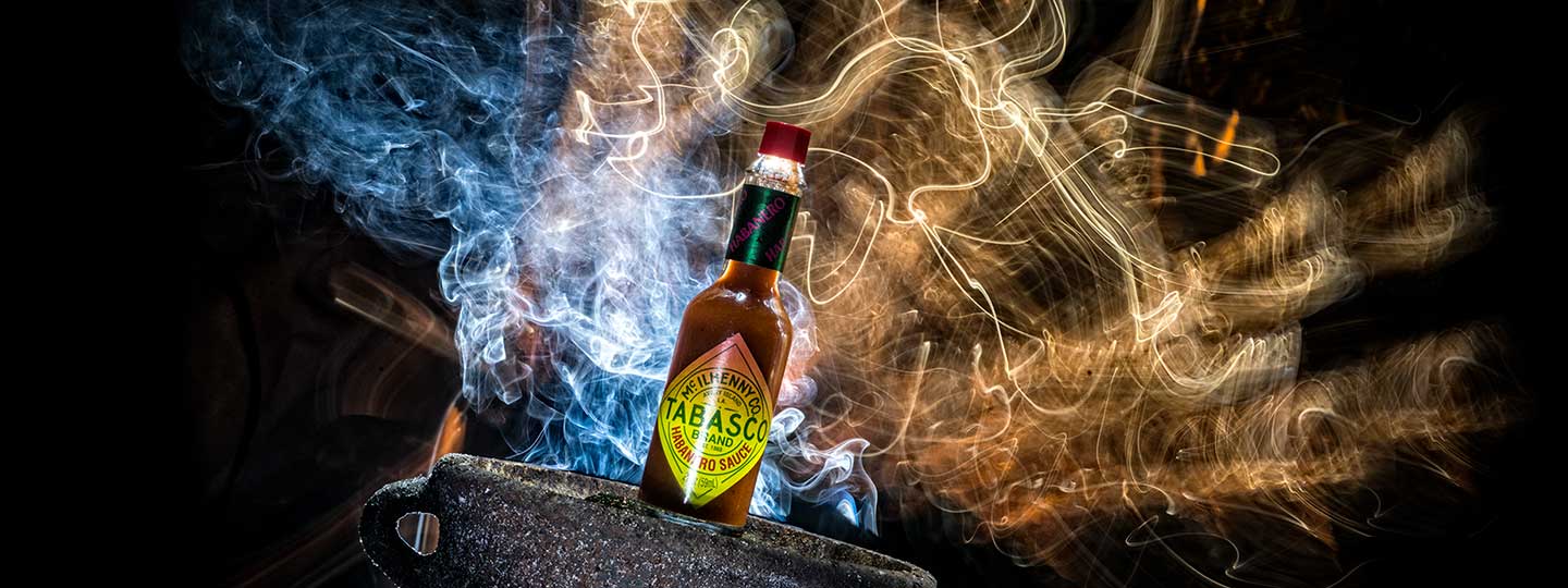 Hot Sauce Bottle Photographied with Light Painting